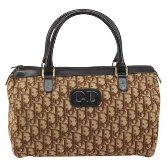 Dior Vintage Cd Trotter Handbag Canvas Brown Canvas Handbag (Pre-Owned)