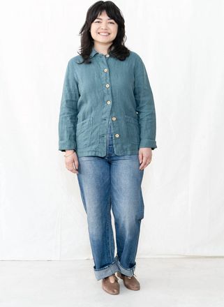 Armor Lux Fishermans Linen Jacket In Silver Pine