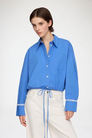 Ganni Navy Shirt in Blue Cotton - Size 32 Organic