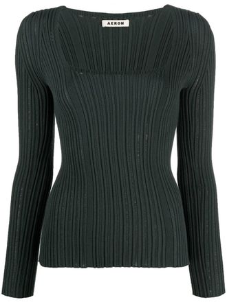 &Aacute;eron Finesse ribbed-knit jumper - women - Ecovero/Sorona - M - Green