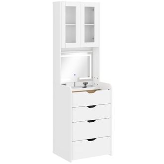 HOMCOM Tocador de maquillaje 50x40x160 cm blanco