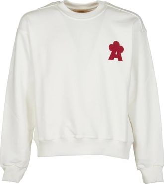 A Paper Kid Witte Sweater met Girocollo Logo - Heren - Sweatshirts - Wit - M - Katoen - Hoodies & sweatvesten