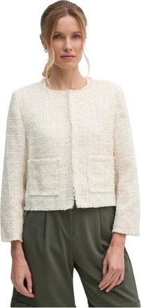 DKNY Tweed Jas - Dames - Blazers - Beige - XS - Tweed - Jassen
