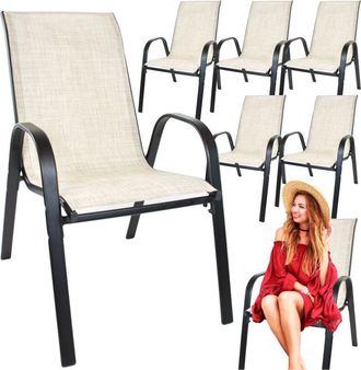 OEM Conjunto De 6 Sillas De Jard&iacute;n De Metal Para Balc&oacute;n, Terraza Y Jard&iacute;n En Color Beige