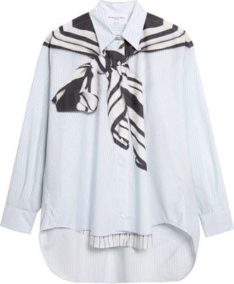 Brandon Maxwell The Keegan Trompe lOeil Button-Up Shirt in Trompe Loeil at Nordstrom, Size Medium