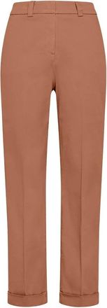 Peuterey Cotton Stretch Straight Leg Broek - Dames - Straight fit broeken - Bruin - L - Katoen - Broeken