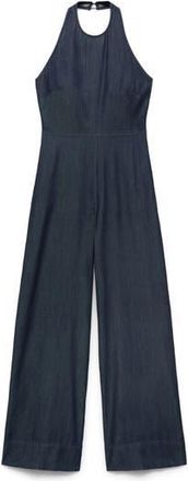 Mango Denim Halter Jumpsuit in Open Blue at Nordstrom Rack, Size Medium