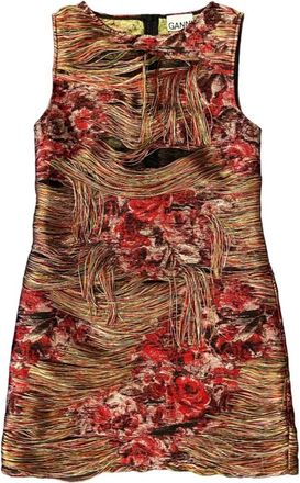 Ganni Fringed Organza Mini Dress - Dames - Korte kleedjes - Veelkleurig - M - Organza - Kleedjes