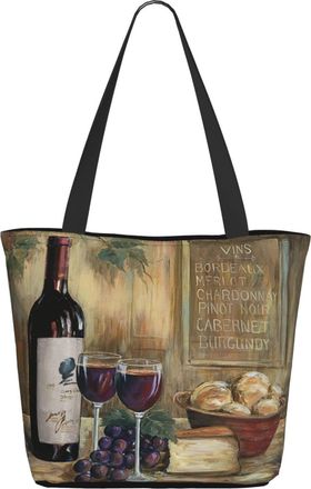 AOOEDM Wine Painting Ladies Shopping Bag 13x11x7in.The Perfect ValentineS Day Gift.It Is The Best ValentineS Day Gift For Mom, Daughter, Wife,Etc