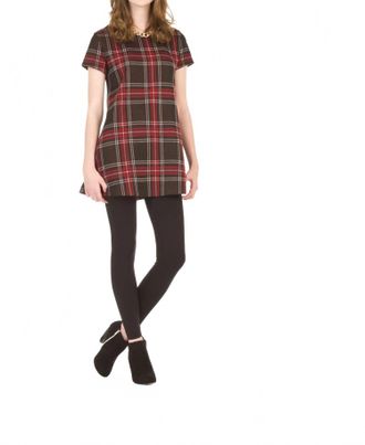 Papillon Plaid Swing Dress In Red