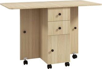 HOMCOM Mesa plegable cocina 120x60x76.5 cm madera natural