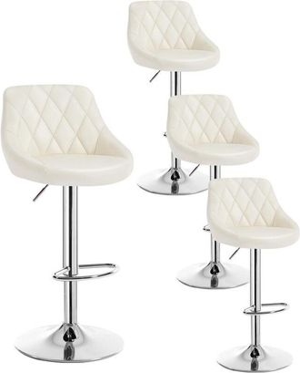 Woltu 4x bar stools chairs Breakfast Dining stools chairs for Kitchen Adjustable Cream