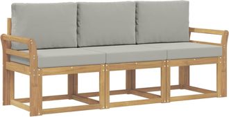 vidaXL Conjunto De Sof&aacute;s De Exterior 3 Uds. Blanco Y Gris Claro Vidaxl