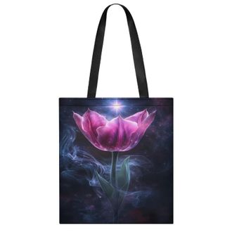 Generic Ethereal Purple Tulips With Smoke Womens Tote Casual Shopping Bag Lightweight Shoulder Bags Hobos Handbag for Work Travel Daily 35x40cm