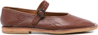 Hereu Brava buckle-strap leather flat pumps - women - Calf Leather/Calf Leather/Rubber - 41 - Brown