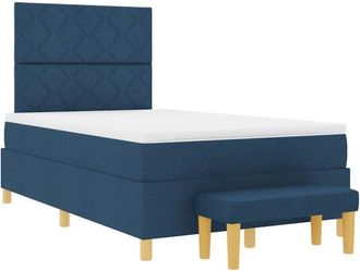 vidaXL Box Spring Bed with Mattress Blue 120 x 190 cm Fabric vidaXL