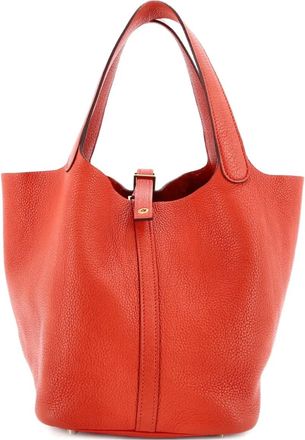 Herm&egrave;s Picotin Lock Bag Clemence MM bucket bag - Oranje