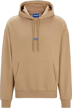 HUGO BOSS Hugo Mens Label Hoodie in Medium Beige - Size Small