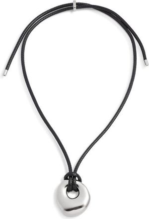 Open Edit Pendant Slider Necklace in Black- Silver at Nordstrom