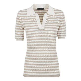 Fabiana Filippi V-neck Knitwear, female, Brown, Size: 2XS V-neck Striped Top