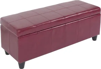 Hhg Hhg - Nunca Usado] Banco Ba&uacute;l Kriens, Cuero + Polipiel, 112x45x45cm Certificado Mvg, Rojo