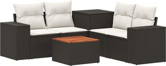 vidaXL Juego De Sof&aacute; 6 Uds. Negro Y Blanco Crema Vidaxl