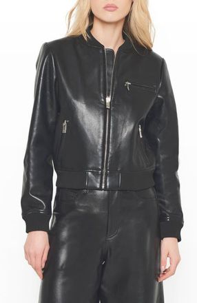 AS by DF Dixie Recycled Leather Bomber Jacket in Black at Nordstrom, Size 3X-Large