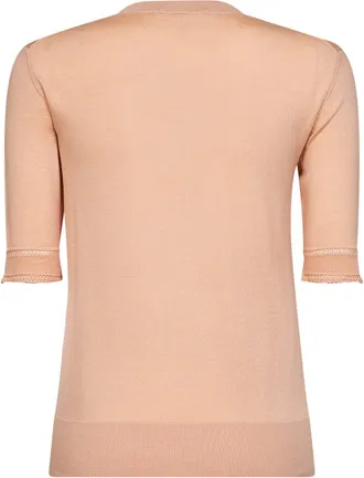 Chlo&eacute; Womens Short-Sleeved Virgin Wool Sweater - Tender Peach Pink