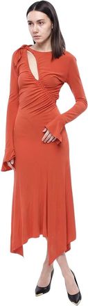 Victoria Beckham Red Round Neck Maxi Dress