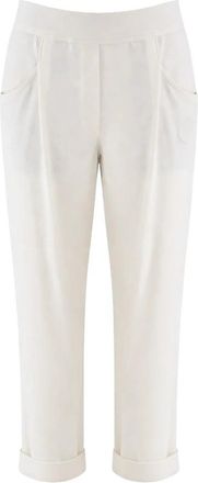 Brunello Cucinelli Tapered Broeken - Dames - Vrijetijds broeken - Wit - XS - Leer - Broeken