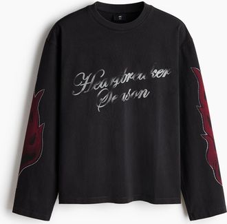 H&M Longsleeve in Loose Fit - Schwarz