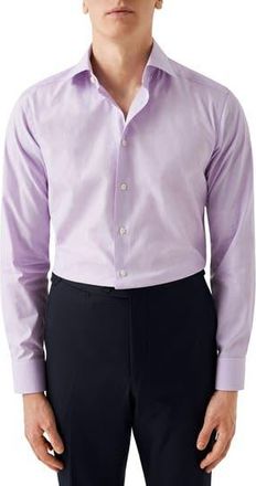 Eton Slim Fit Microcheck Cotton Dress Shirt in Light Purple at Nordstrom Rack, Size 15.5
