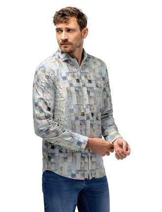 State of Art Blauw lange mouwen geprint State of Art overhemd
