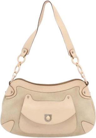 Ferragamo Pre-owned Shoulder Bags, female, Beige, Size: ONE SIZE Pre-owned Leather Shoulder Bag