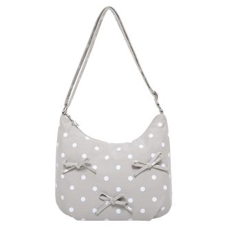 Generic Women Polka Dots Zipper Hobo Purse Bow-Knot Handbag for Daily Travel Work (Grey) (style 2)