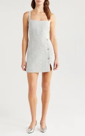 French Connection Metallic Tweed Minidress in 40-Light Blue Multi at Nordstrom Rack