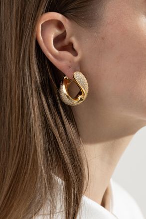 Bottega Veneta Earrings With Crystals, Womens, Gold