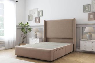 Sloomy Stratford Plush Divan Base 2 Drawers 54 Headboard & 12 Footboard in Taupe | Size: King