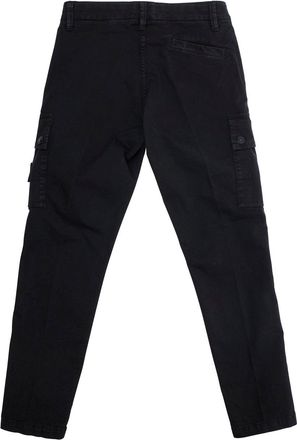 Stone Island Boys Black Cargo Pants With Logo Patch Cotton Trousers