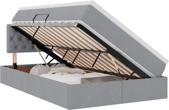 vidaXL Storage Bed with Mattress with Mattress Light Grey 120 x 200 cm vidaXL