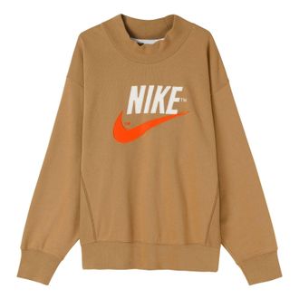Nike Trend Capsule Series Logo Embroidered Sports Round Neck Pullover Brown DM5274-258