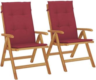 vidaXL Sillas De Jard&iacute;n Reclinables Y Cojines 2 Uds Madera Maciza Teca Vidaxl