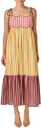 English Factory Colorblock Tie Strap Maxi Dress in Yellow Multi at Nordstrom, Size X-Small