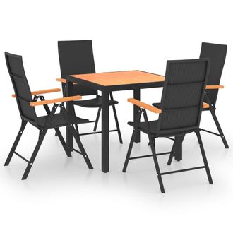 vidaXL Juego De Comedor Para Jard&iacute;n 5 Piezas Negro Y Marr&oacute;n Vidaxl