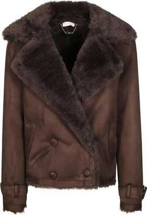 Liu Jo Eco Montone Stijlvolle Jas - Dames - Jassen - Bruin - XL - Jassen