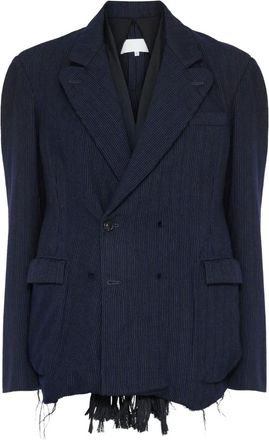 Maison Margiela Blazer doppiopetto a righe - Blu