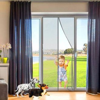 OEM Mosquitera Magn&eacute;tica Para Puertas Y Ventanas, 150 X 220 Cm, Cierre Autom&aacute;tico, Cortina Mosquitera Con Imanes Y Tira Adhesiva, No Requiere Taladrar, Co