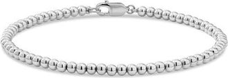 Devata 3mm Beaded Ball Chain Bracelet in Rhodium Plated Sterling Silver at Nordstrom, Size 6.5
