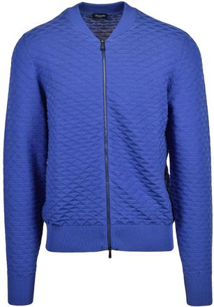 Drumohr Cotton Zip Cardigan - Blue