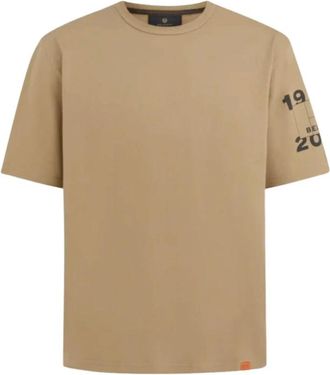 Belstaff Centenary Sleeve Logo T-Shirt - Heren - T-shirts - Bruin - S - Katoen - Tops